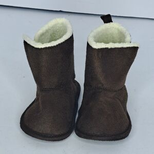 Baby Sherpa Lined Boots Brown Soft Sole Hook & Loop Fastener 9-12 Months Warm